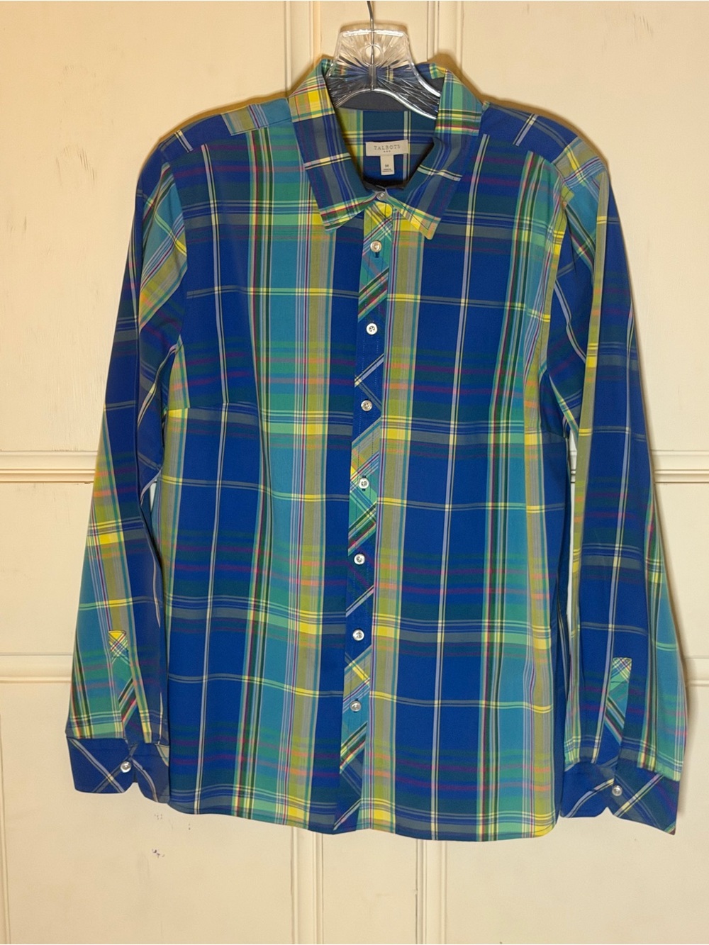 Talbots Blue, Green & Yellow Plaid Button-Down Shirt